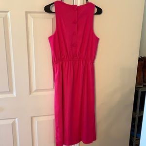 JCREW pink button back midi dress